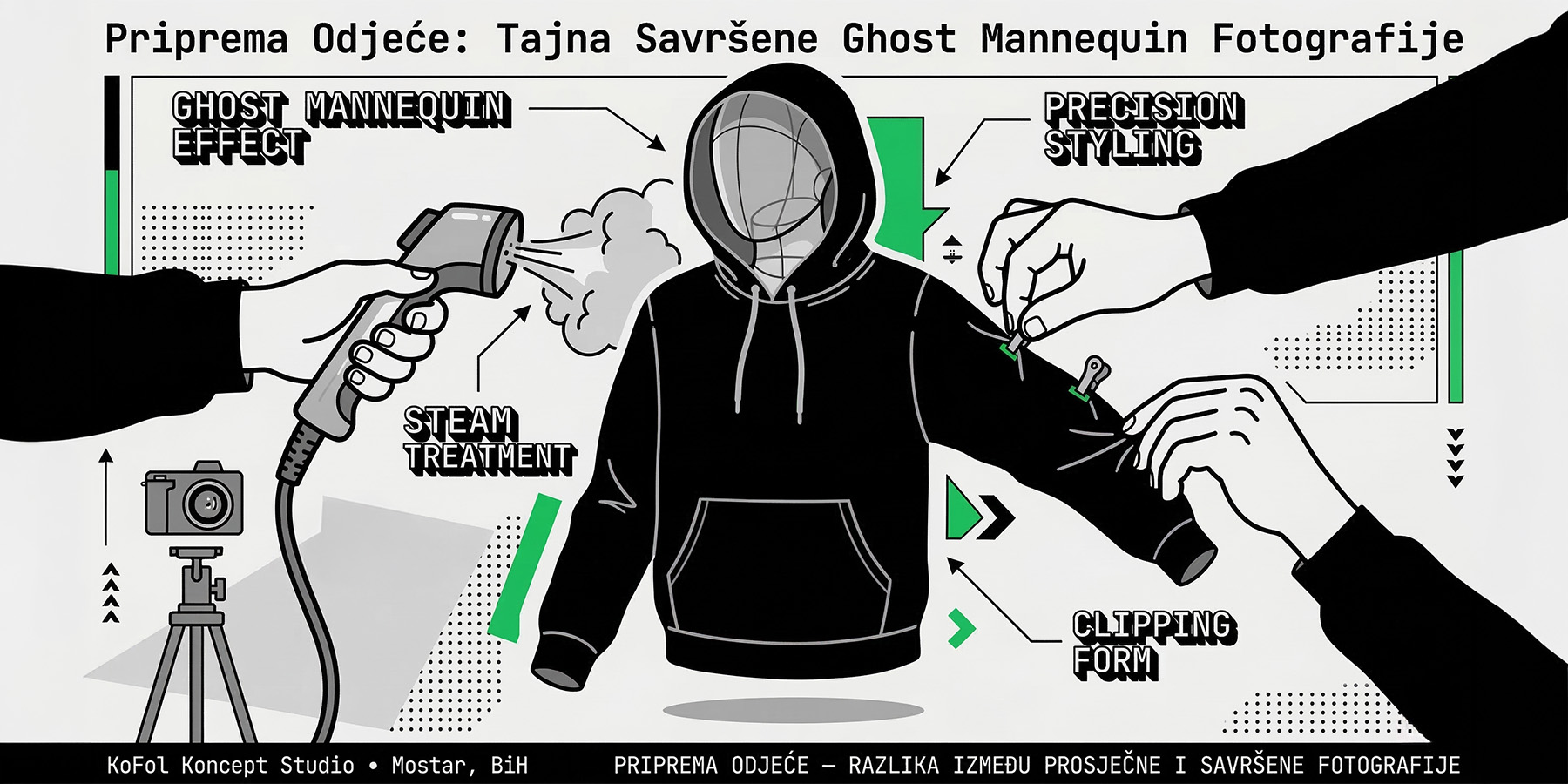 Priprema odjeće za Ghost Mannequin fotografiju